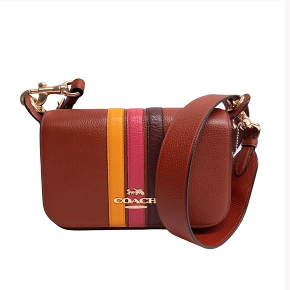 Coach Varsity Stripe  Leather Crossbody Bag - Picture 1 of 3